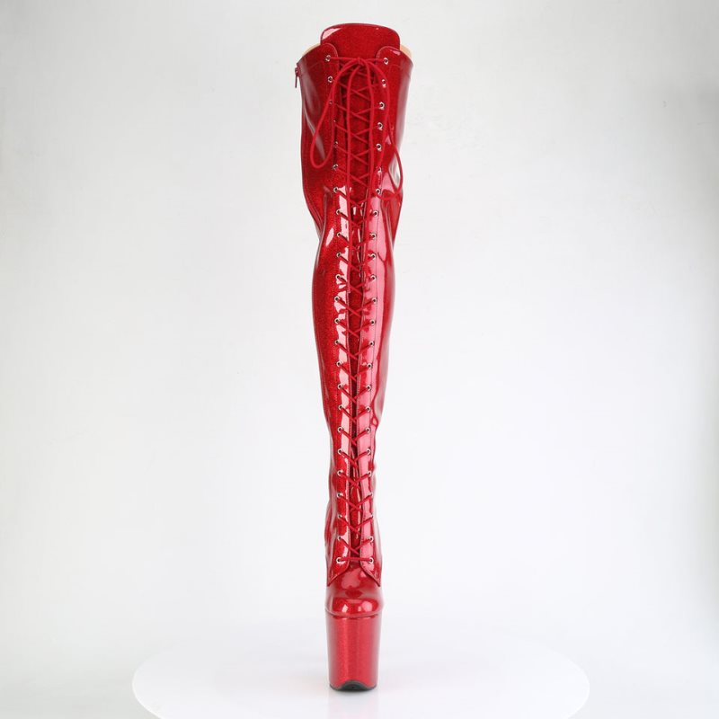 Pleaser Flamingo-3020GP Glitter Hoge Hakken Dames Rood | BELGIE BEPSOTFY