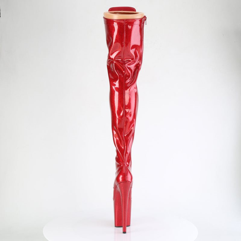 Pleaser Flamingo-3020GP Glitter Hoge Hakken Dames Rood | BELGIE BEPSOTFY
