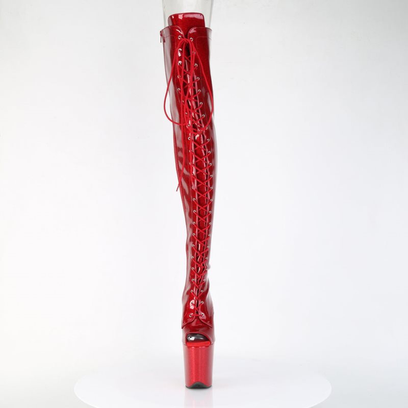 Pleaser Flamingo-3021GP Glitter Hoge Hakken Dames Rood | BELGIE BEVOMKZU