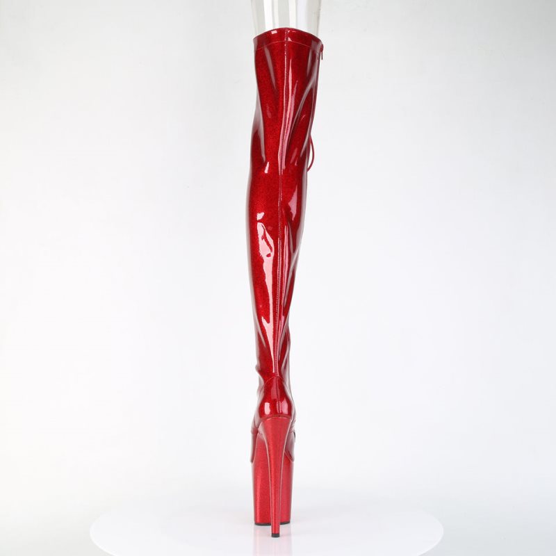 Pleaser Flamingo-3021GP Glitter Hoge Hakken Dames Rood | BELGIE BEVOMKZU