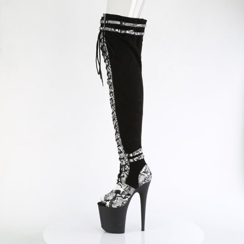 Pleaser Flamingo-3027SP Suede Hoge Hakken Dames Zwart | BELGIE BEIPMEFY
