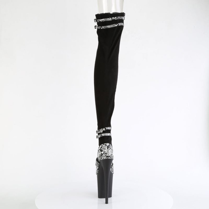 Pleaser Flamingo-3027SP Suede Hoge Hakken Dames Zwart | BELGIE BEIPMEFY