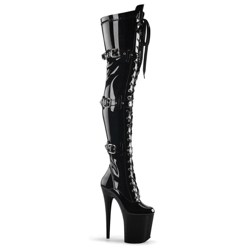 Pleaser Flamingo-3028 Hoge Hakken Dames Zwart | BELGIE BEUPREYD