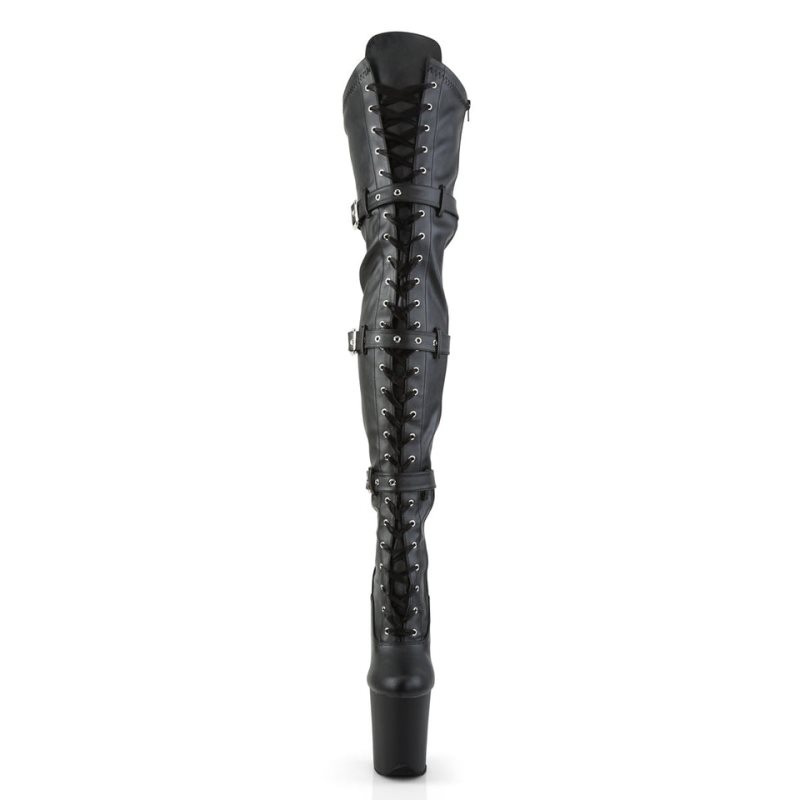 Pleaser Flamingo-3028 Vegan Leather Hoge Hakken Dames Zwart | BELGIE BEDAVEMZ