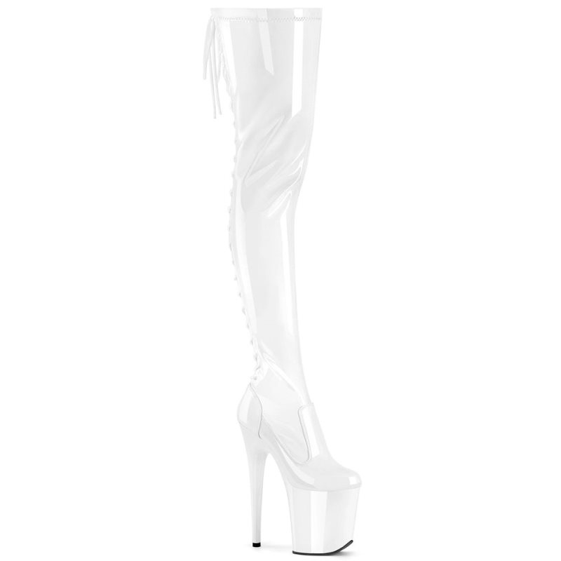Pleaser Flamingo-3850 Hoge Hakken Dames Wit | BELGIE BEDEWVNI