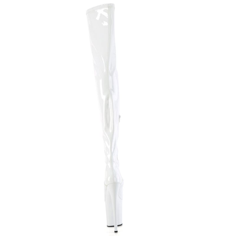 Pleaser Flamingo-4000 Hoge Hakken Dames Wit | BELGIE BEFGQSNJ