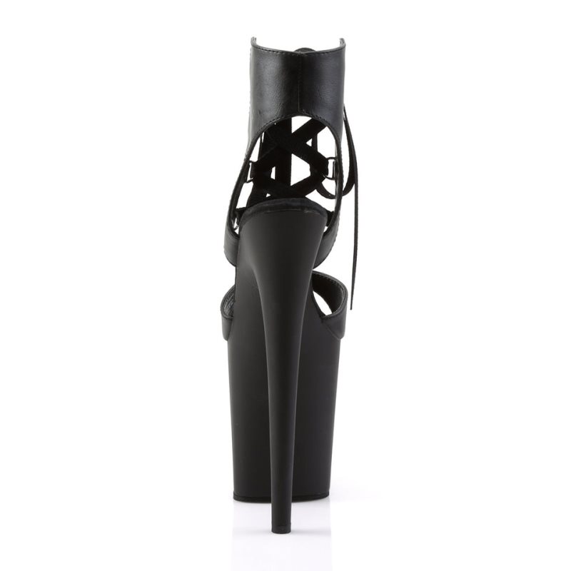 Pleaser Flamingo-800-14 Vegan Leather Hakken Dames Zwart | BELGIE BEJQYAKU