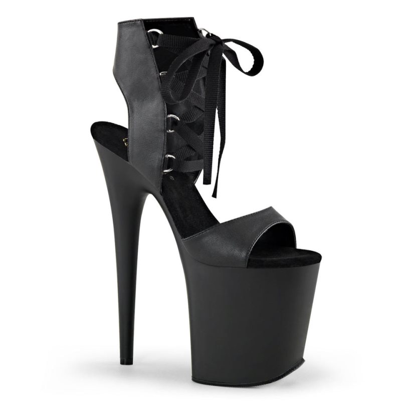 Pleaser Flamingo-800-14 Vegan Leather Hakken Dames Zwart | BELGIE BEJQYAKU