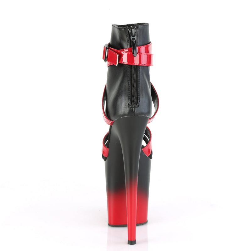 Pleaser Flamingo-800-15 Vegan Leather Hakken Dames Zwart Rood | BELGIE BEHRKAVC