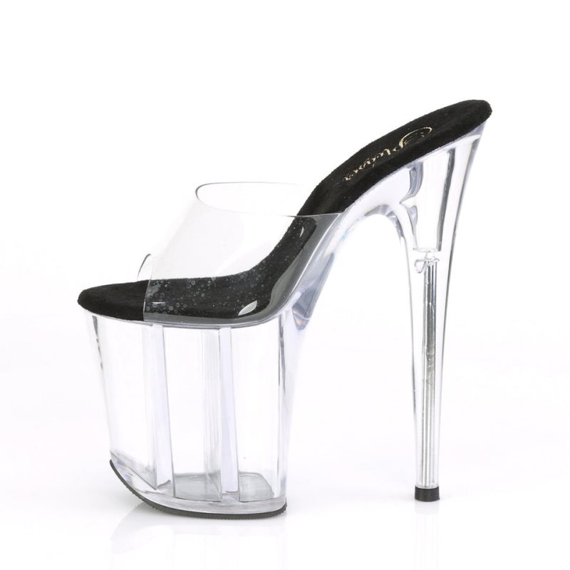 Pleaser Flamingo-801 Badslippers Plateauzool Dames Zwart | BELGIE BEXJHDST