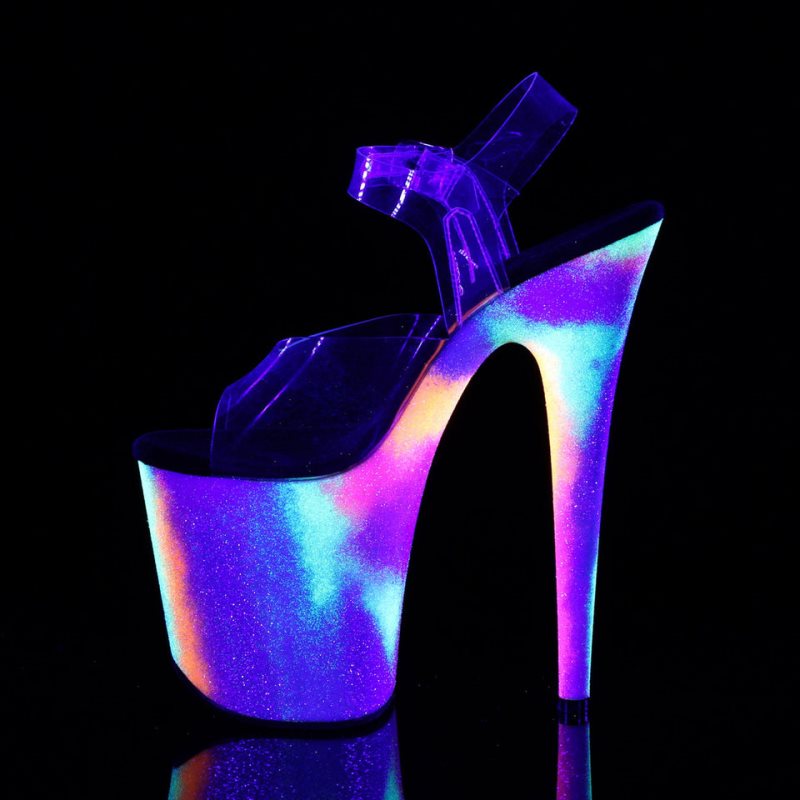 Pleaser Flamingo-808GXY Neon Hakken Dames Clear | BELGIE BEOSTRWG