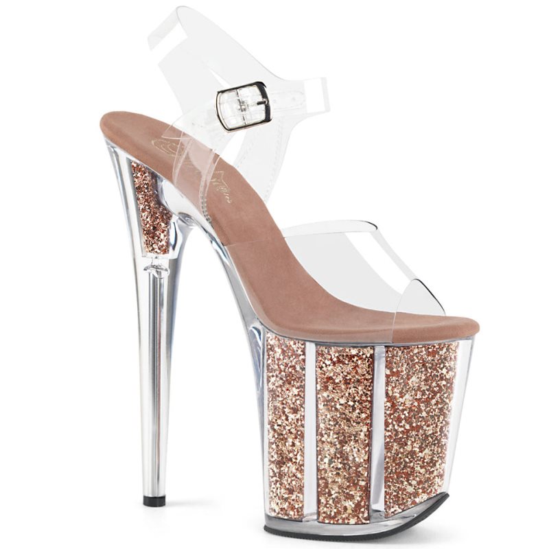 Pleaser Flamingo-808G Hakken Dames Roze Goud | BELGIE BELHNYCE