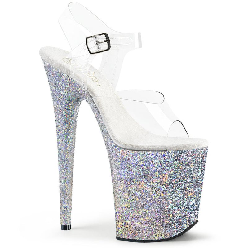 Pleaser Flamingo-808LG Hakken Dames Zilver | BELGIE BEOEXFHI