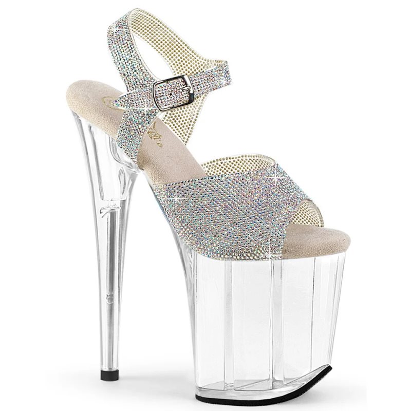 Pleaser Flamingo-808N-RS AB Rhinestone Hakken Dames Zilver | BELGIE BEPSTMGX