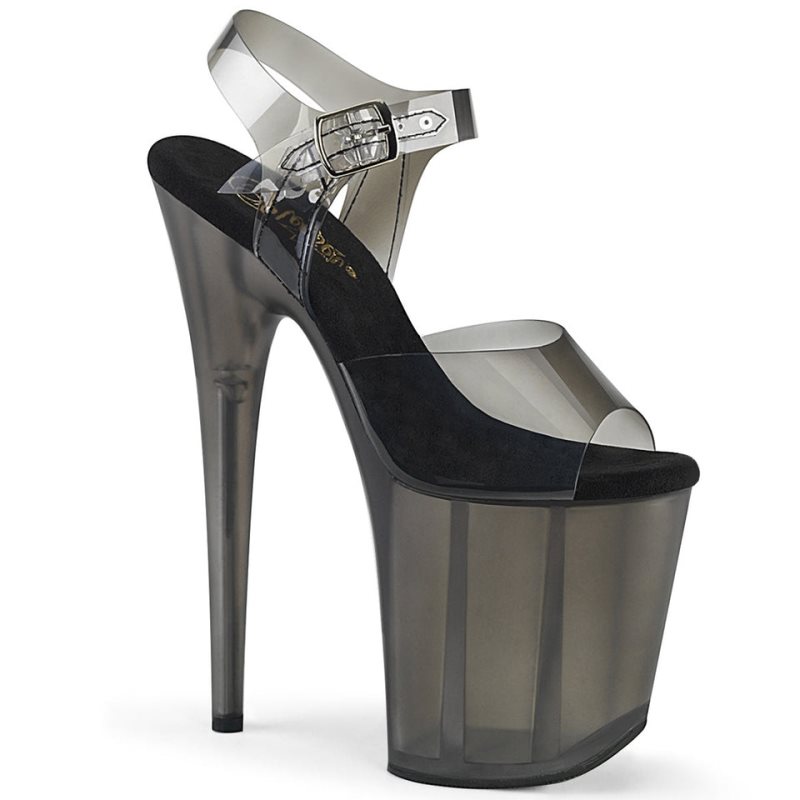 Pleaser Flamingo-808N-T Hakken Dames Zwart Grijs | BELGIE BEEVYKNO