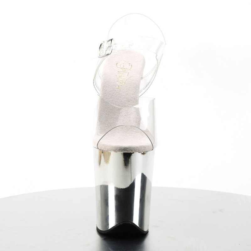 Pleaser Flamingo-808 Hakken Dames Zilver | BELGIE BEEINUTD