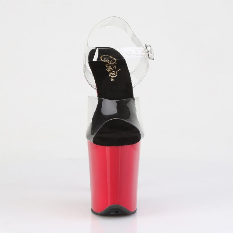 Pleaser Flamingo-808 Hakken Dames Zwart Rood | BELGIE BEZIKSLR