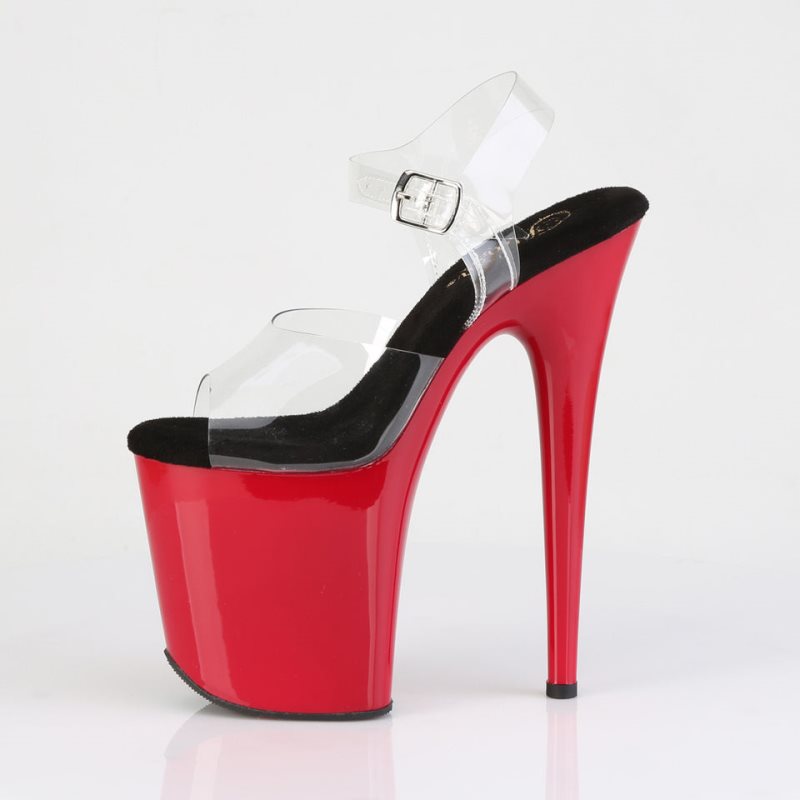 Pleaser Flamingo-808 Hakken Dames Zwart Rood | BELGIE BEZIKSLR