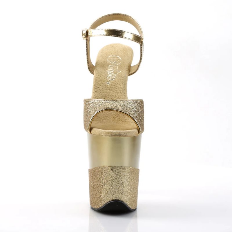 Pleaser Flamingo-809-2G Hakken Dames Goud | BELGIE BEYHFLSU