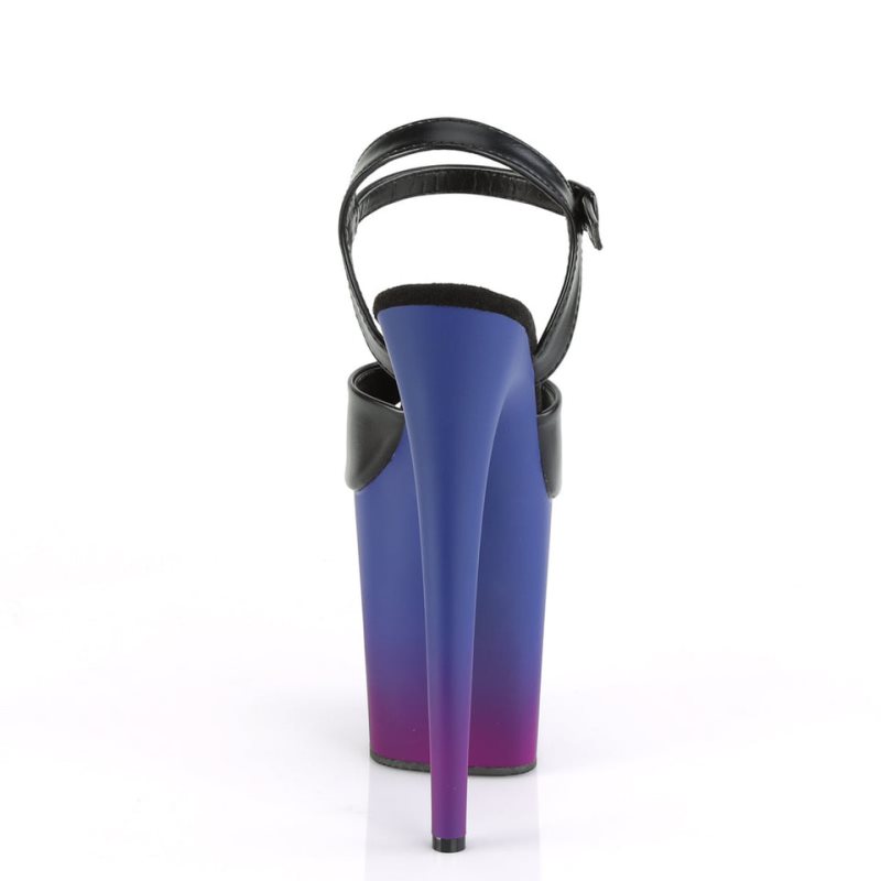 Pleaser Flamingo-809BP Vegan Leather Hakken Dames Zwart Blauw | BELGIE BEANUMGC