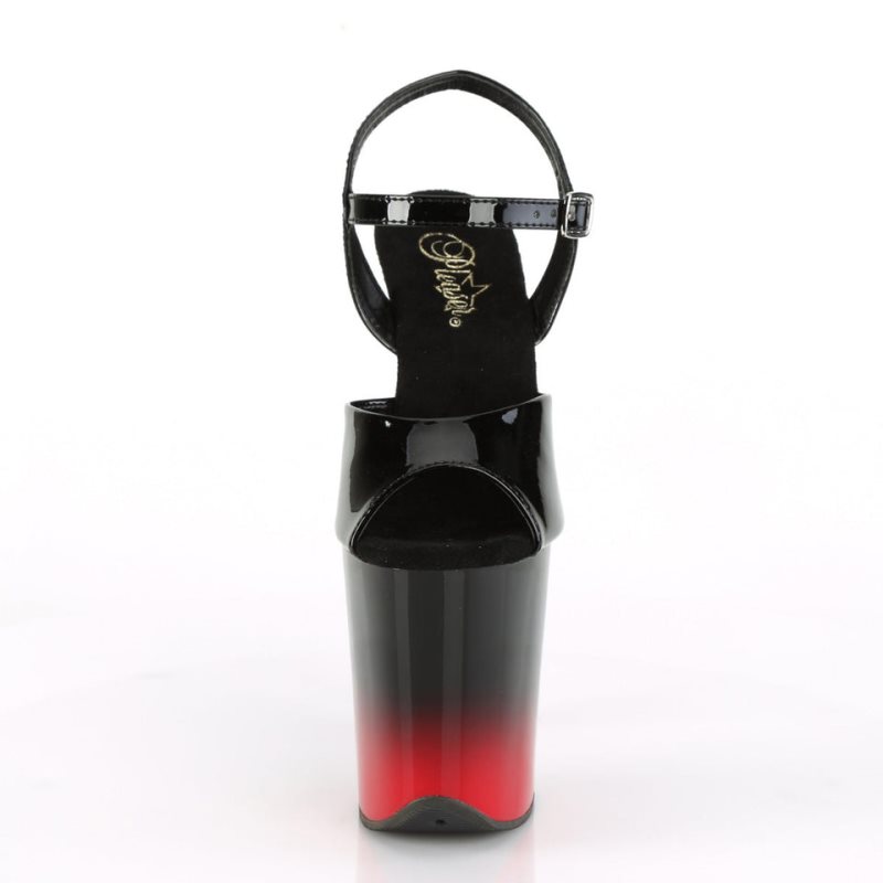 Pleaser Flamingo-809BR-H Hakken Dames Zwart Rood | BELGIE BENOBEPY