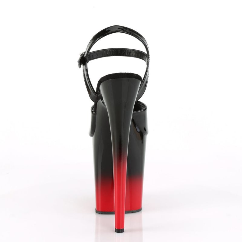 Pleaser Flamingo-809BR-H Hakken Dames Zwart Rood | BELGIE BENOBEPY