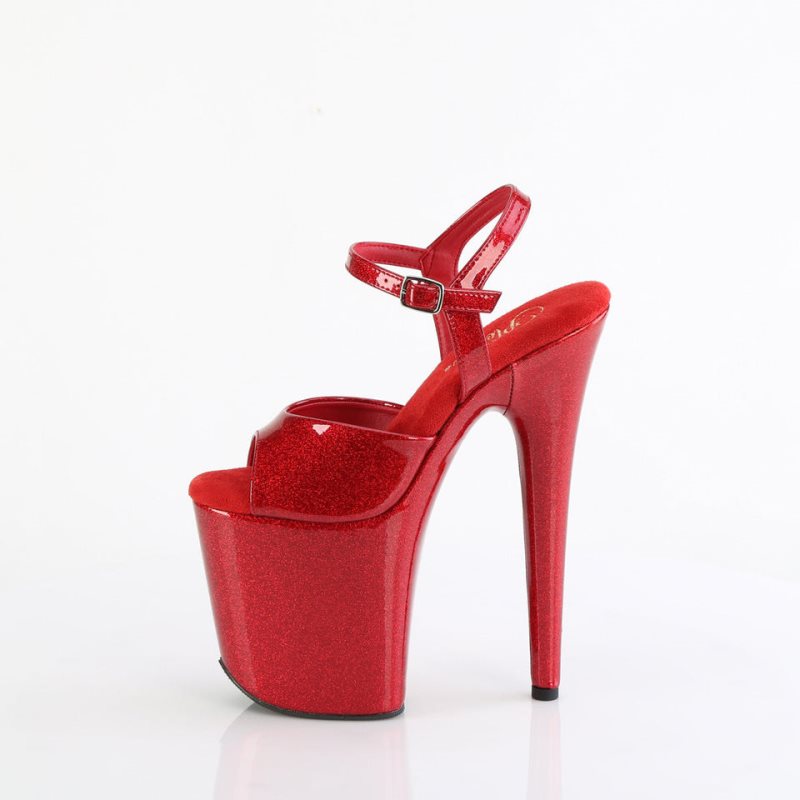 Pleaser Flamingo-809GP Hakken Dames Rood | BELGIE BEZXWBUR