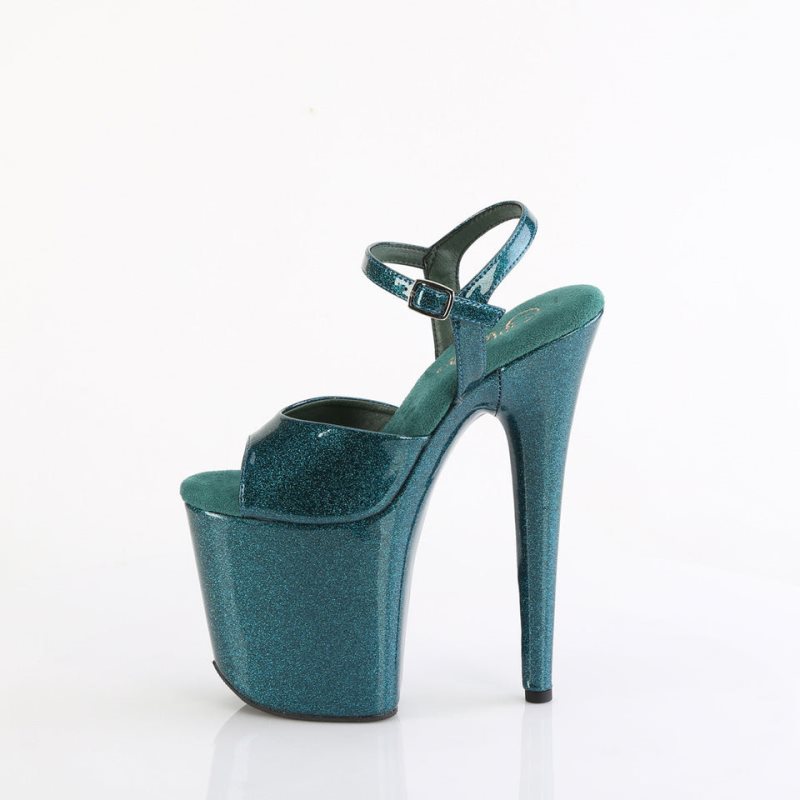 Pleaser Flamingo-809GP Hakken Dames Turquoise | BELGIE BEVQCLIK