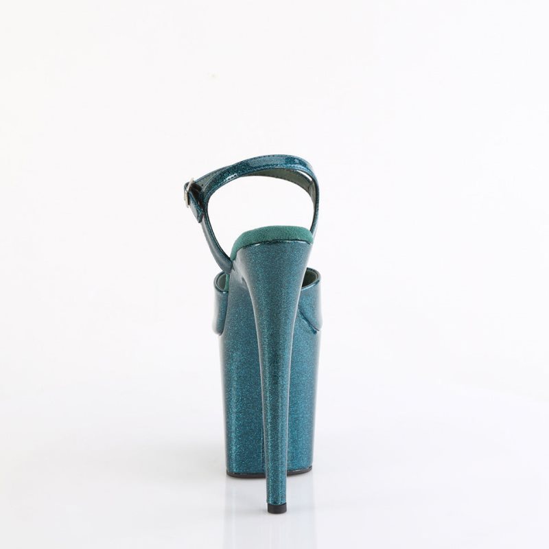 Pleaser Flamingo-809GP Hakken Dames Turquoise | BELGIE BEVQCLIK