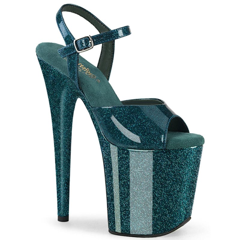 Pleaser Flamingo-809GP Hakken Dames Turquoise | BELGIE BEVQCLIK