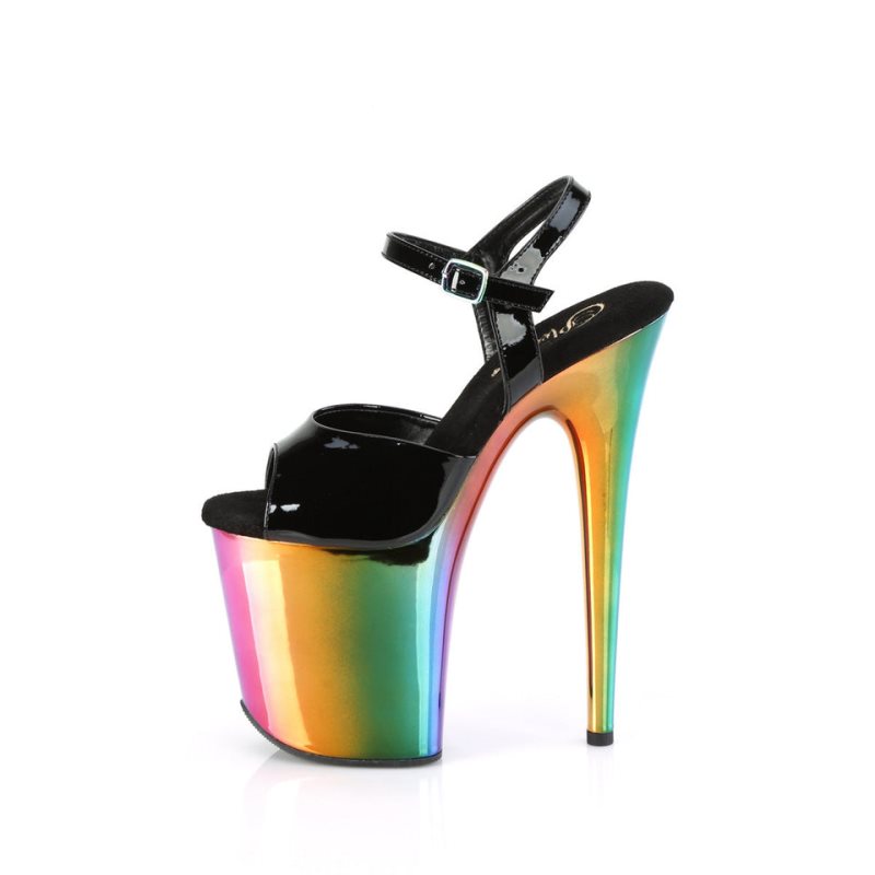 Pleaser Flamingo-809RC Hakken Dames Zwart Gekleurd | BELGIE BEDBEJNZ