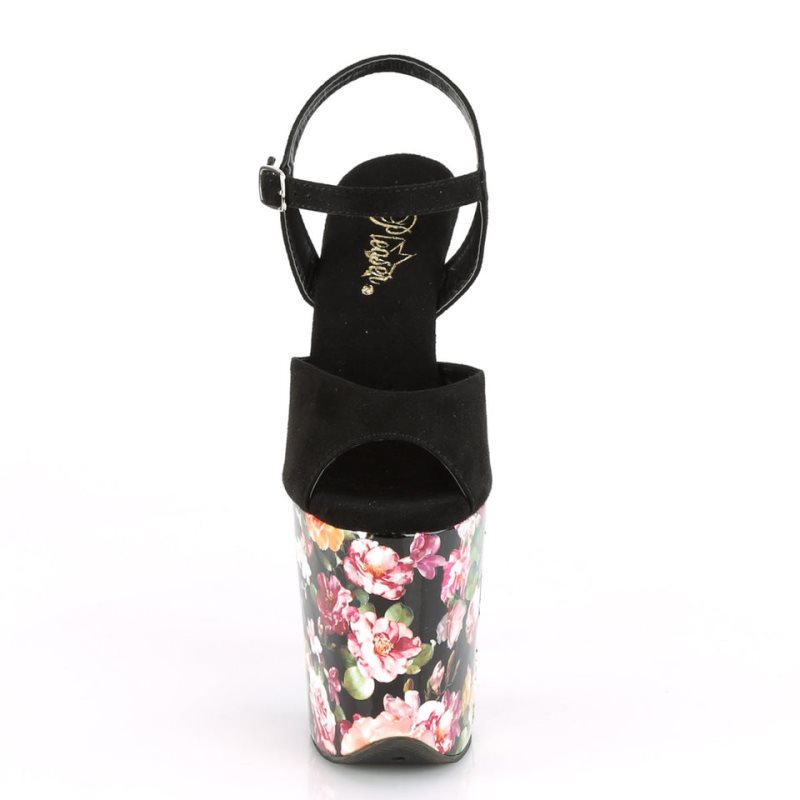 Pleaser Flamingo-809WR Suede Hakken Dames Zwart | BELGIE BEEXMOYT