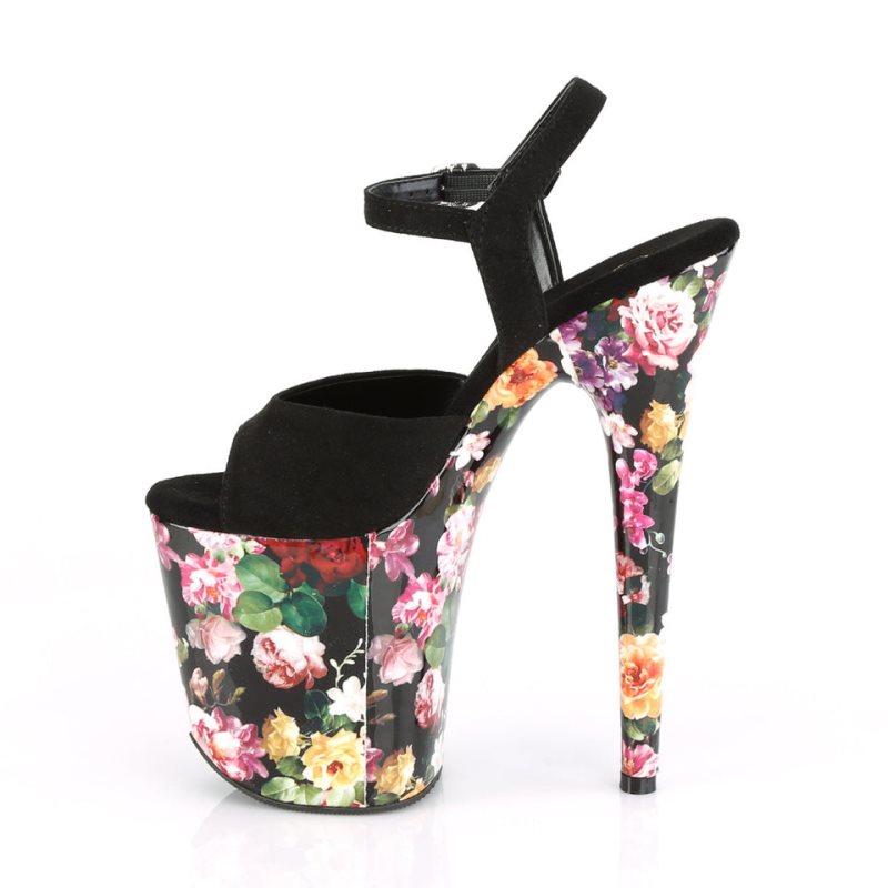 Pleaser Flamingo-809WR Suede Hakken Dames Zwart | BELGIE BEEXMOYT
