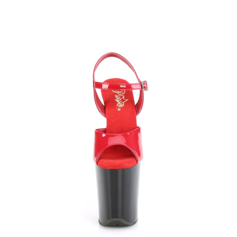 Pleaser Flamingo-809 Hakken Dames Rood Zwart | BELGIE BEYDIUKQ