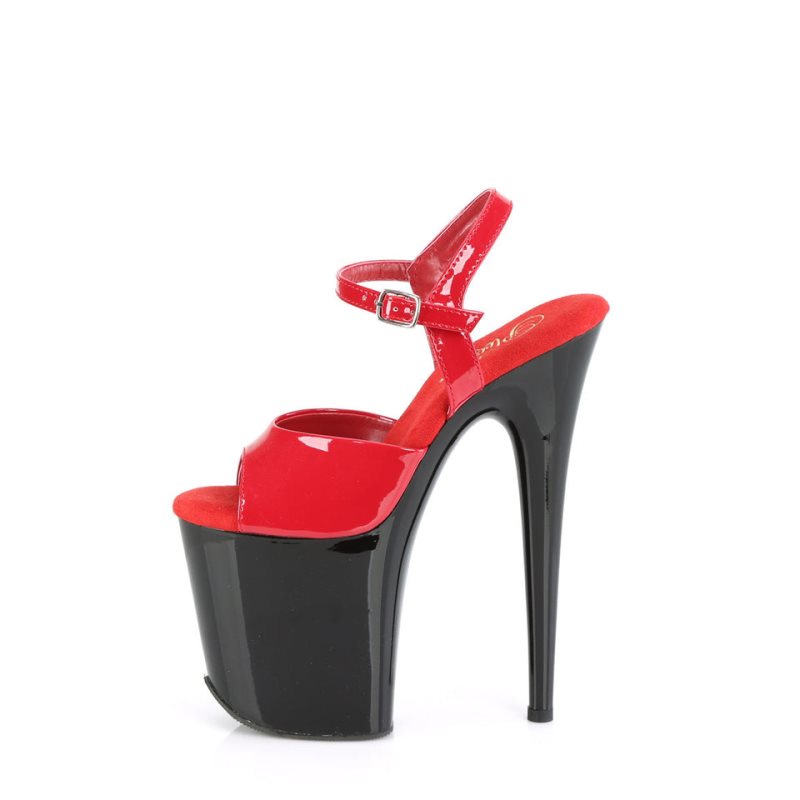 Pleaser Flamingo-809 Hakken Dames Rood Zwart | BELGIE BEYDIUKQ