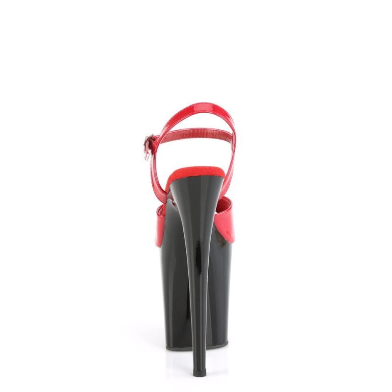 Pleaser Flamingo-809 Hakken Dames Rood Zwart | BELGIE BEYDIUKQ