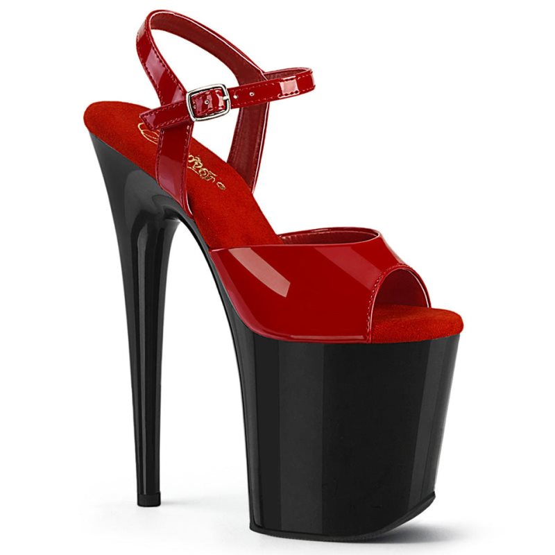 Pleaser Flamingo-809 Hakken Dames Rood Zwart | BELGIE BEYDIUKQ