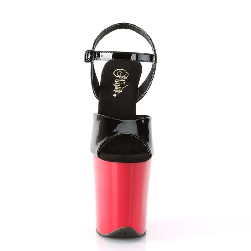 Pleaser Flamingo-809 Hakken Dames Zwart Rood | BELGIE BEXJRYVU