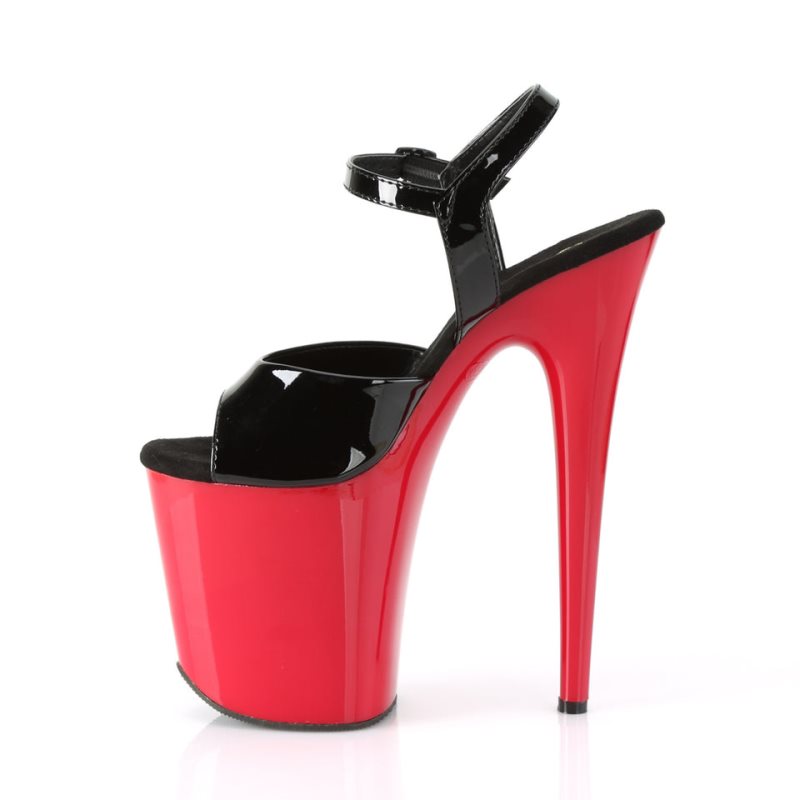 Pleaser Flamingo-809 Hakken Dames Zwart Rood | BELGIE BEXJRYVU