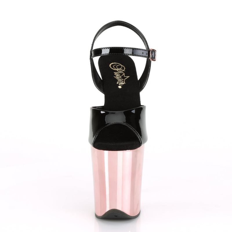 Pleaser Flamingo-809 Hakken Dames Zwart Roze Goud | BELGIE BEIENUHS
