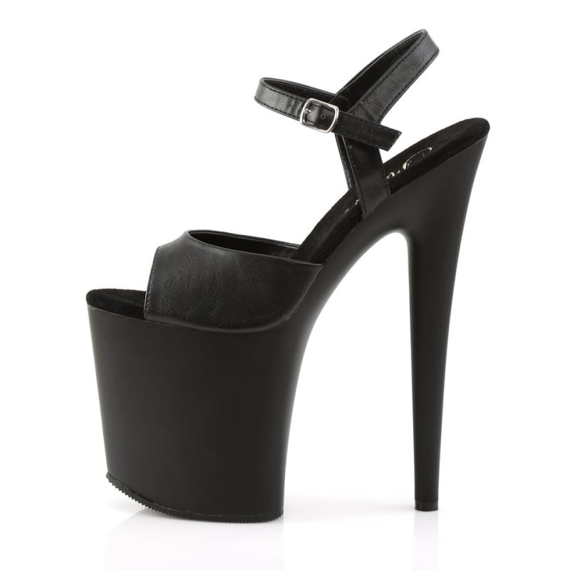Pleaser Flamingo-809 Vegan Leather Hakken Dames Zwart | BELGIE BEPUKAIZ