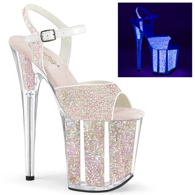 Pleaser Flamingo-810UVG Hakken Dames Wit | BELGIE BEAXRFLY