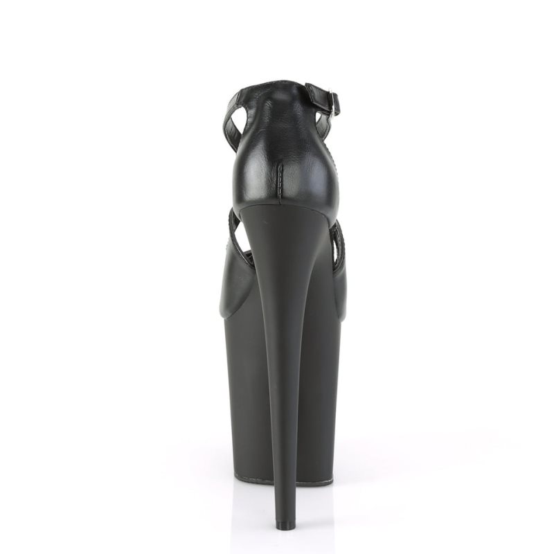 Pleaser Flamingo-821 Vegan Leather Hakken Dames Zwart | BELGIE BETQEPOK