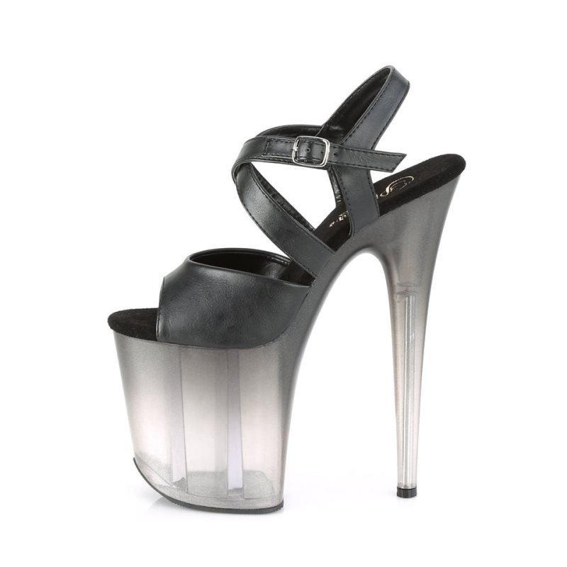 Pleaser Flamingo-822T Vegan Leather Hakken Dames Zwart | BELGIE BERYXDTG