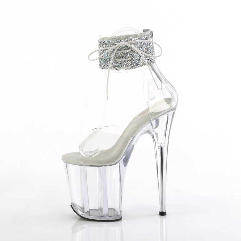 Pleaser Flamingo-824RS-02 Hakken Dames Zilver | BELGIE BEGDXEVJ