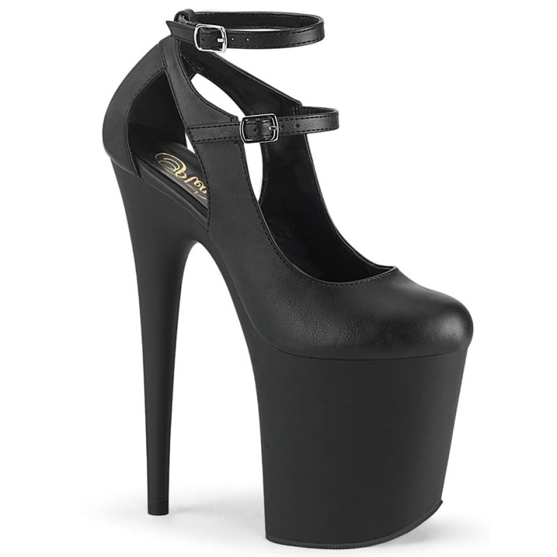 Pleaser Flamingo-850 Vegan Leather Hakken Dames Zwart | BELGIE BEUBOPVF