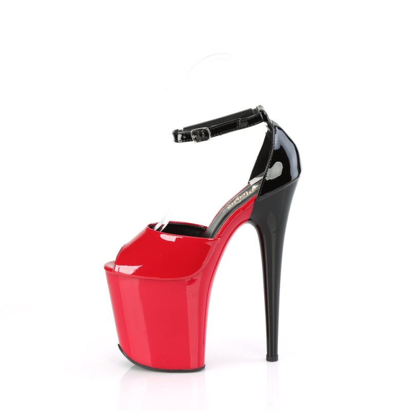 Pleaser Flamingo-868 Hakken Dames Rood Zwart | BELGIE BEQLRIYO