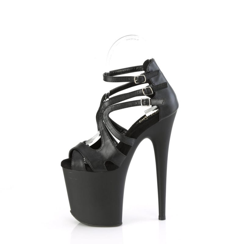 Pleaser Flamingo-877 Vegan Leather Hakken Dames Zwart | BELGIE BEBXJFLE