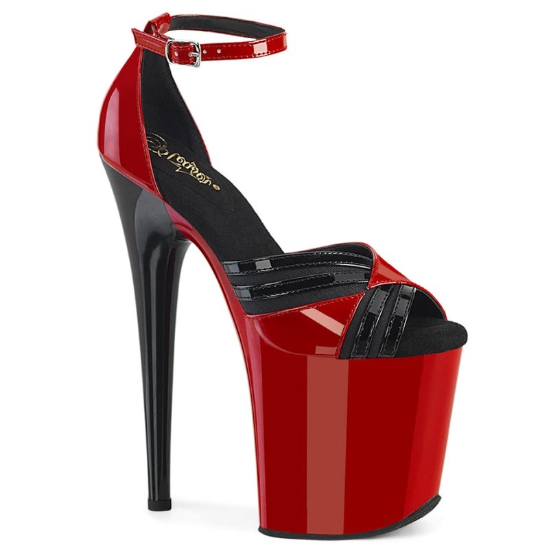 Pleaser Flamingo-884 Hakken Dames Rood Zwart | BELGIE BERXTSVA