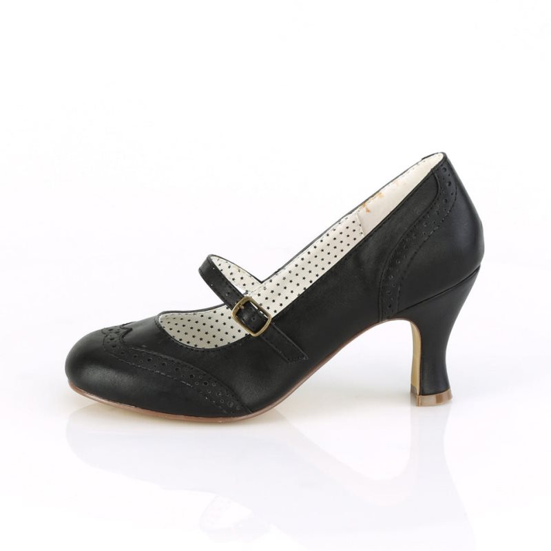 Pleaser Flapper-32 Vegan Leather Hakken Dames Zwart | BELGIE BENKVPER